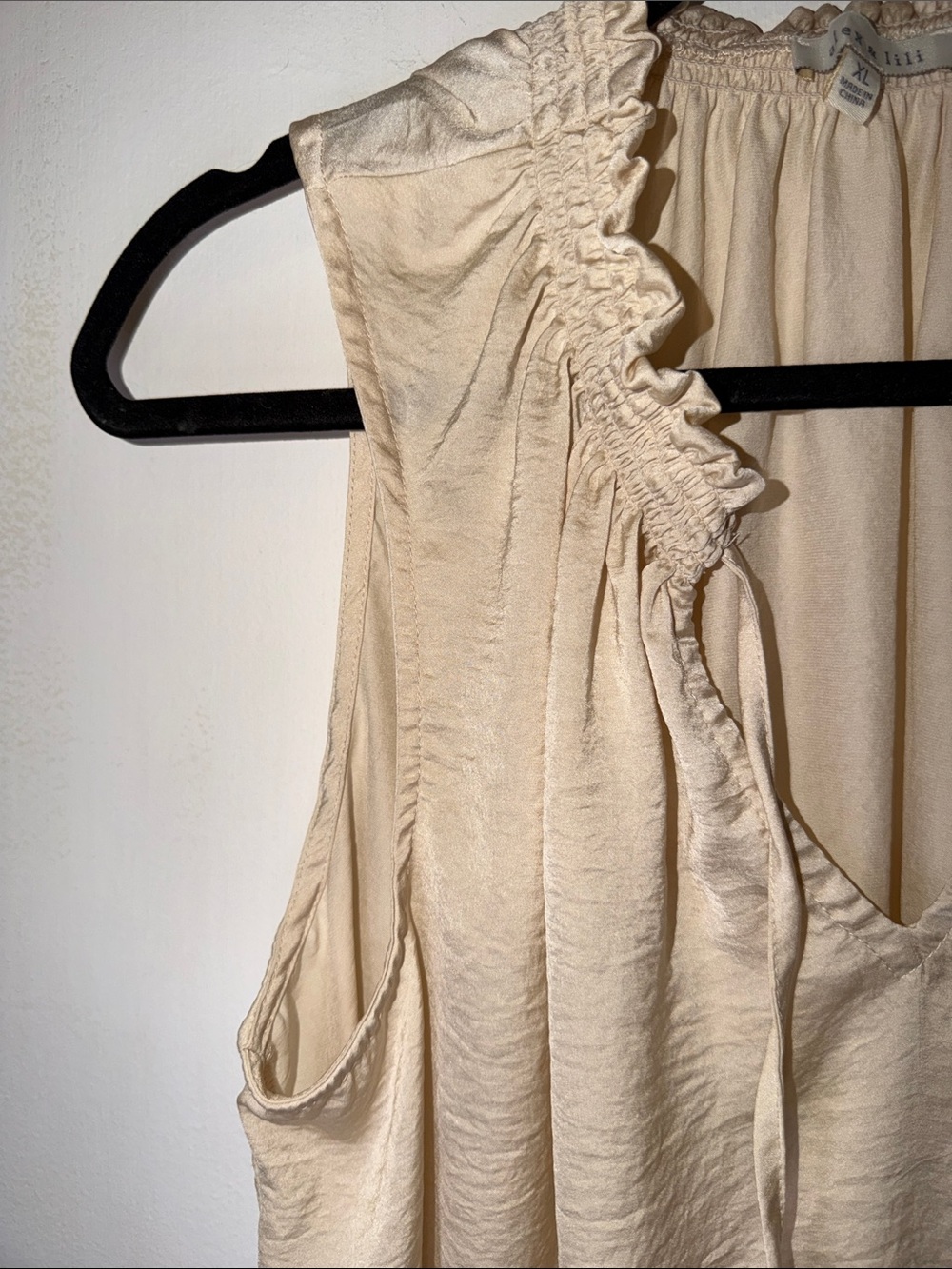 Ruffle-Trim Alex & Lilli V-Neck Sleeveless Camisole in Cream - Picture 5 of 11